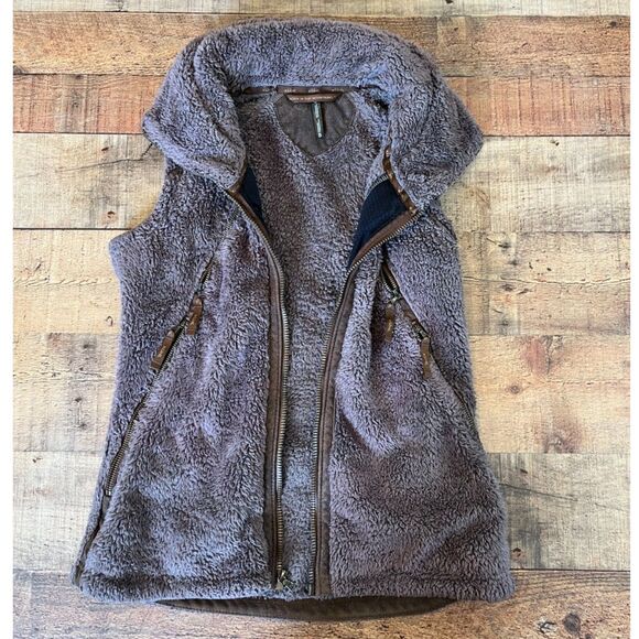 Kuhl Brown High Pile Fleece Vest Hoodie Small Gorpcore Outdoors WInter - Picture 11 of 13